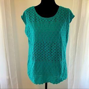 Old Navy teal eyelet short sleeve top